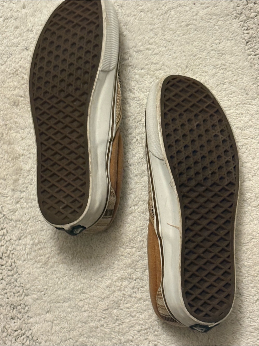 Vans Men’s Slip-On Loafers in Tan and Brown Stripes  Men’s Size 5  Womans 6.5 - Picture 4 of 5
